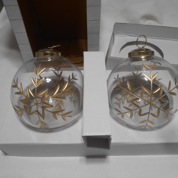 2 NEW MY TEXAS HOUSE BY ERIN VOGELPOHL JUMBO GLASS BULBS ORNAMENTS GOLD TRIM 🎄 - Picture 9 of 9